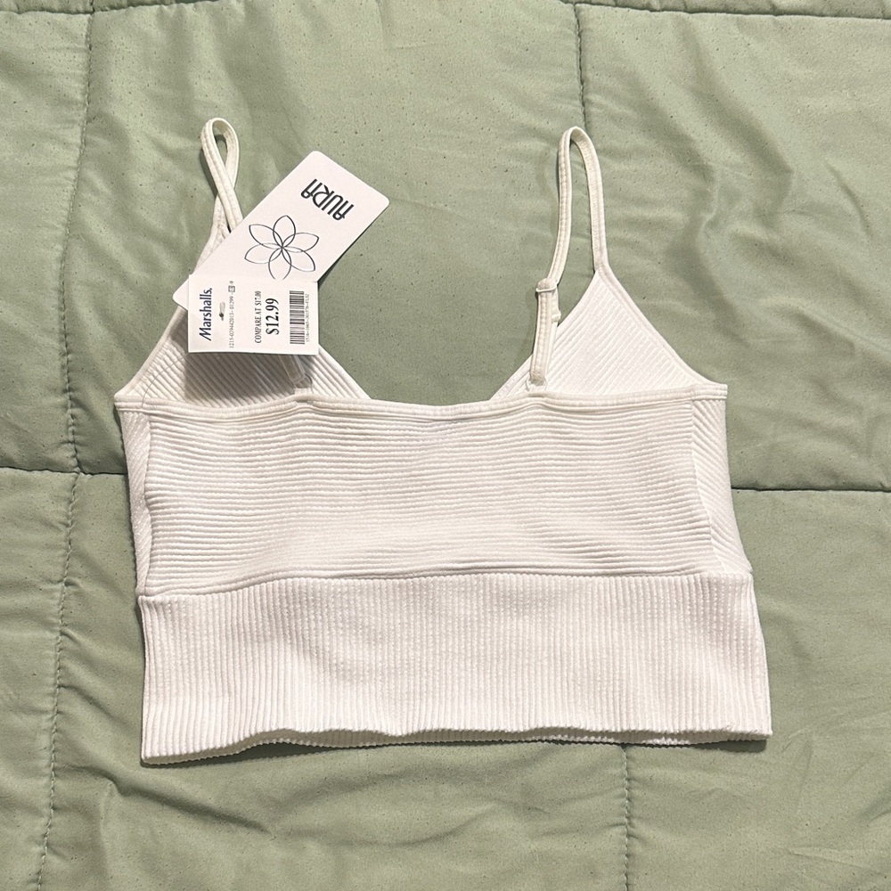 Aura White Ribbed Crop Top - Picture 3 of 3